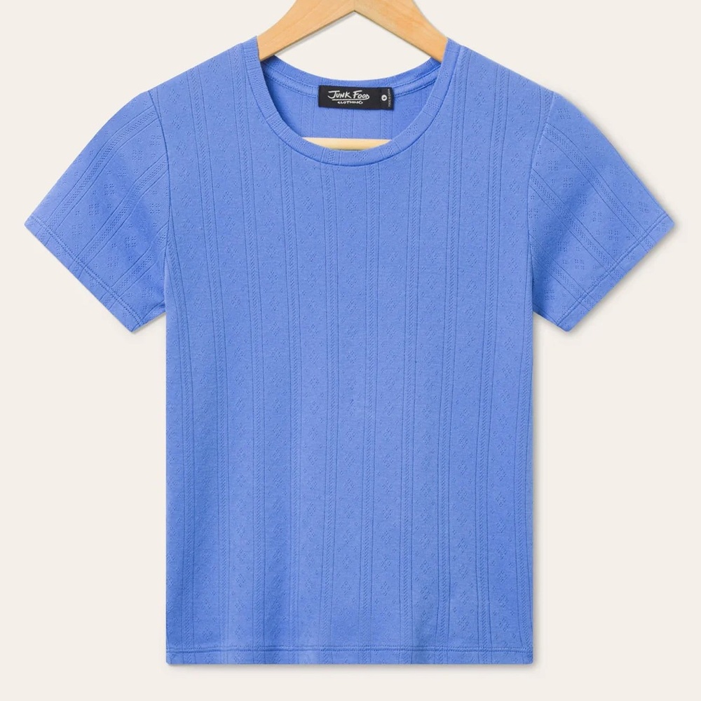 Junk Food Clothing Pointelle Short Sleeve Tee 100% cotton